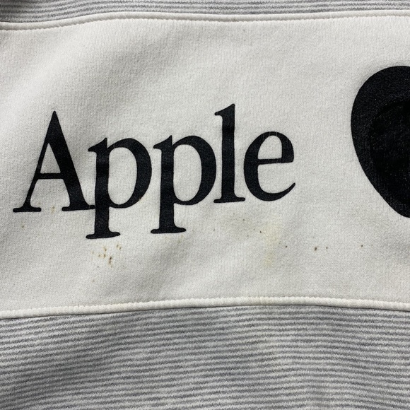 Vintage Hilton Active Apparel Big Apple Logo Grey Striped Crew Sweatshirt XL - Picture 7 of 15